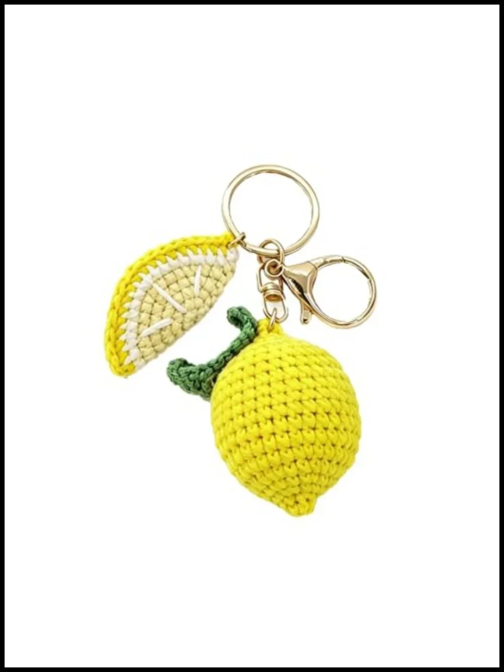 Handmade Crochet Lemon Fruit Keychain Backpack Purse Charm Gift for Women